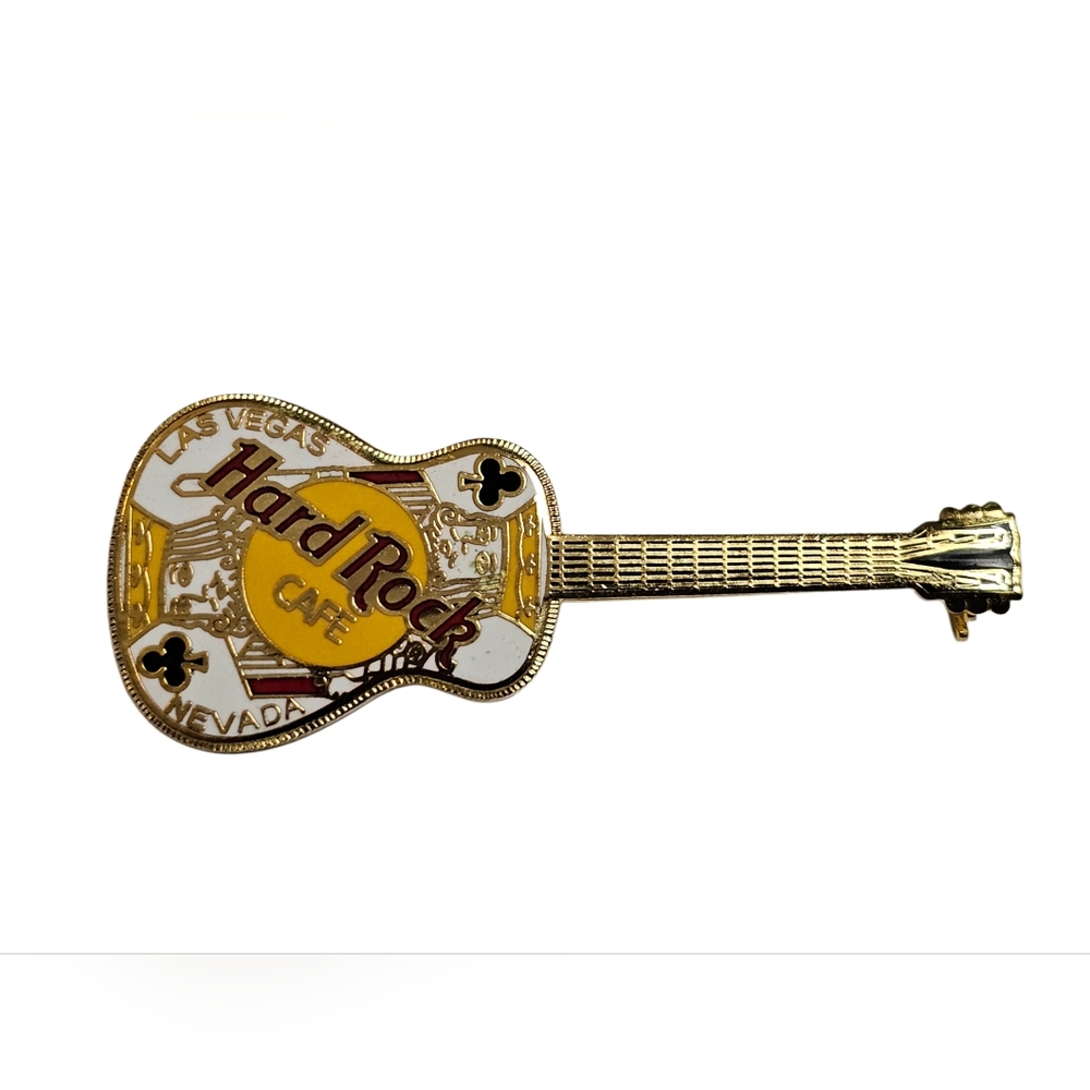 Hard Rock Cafe Las Vegas King of Clubs White Acoustic Guitar Collectible Pin New